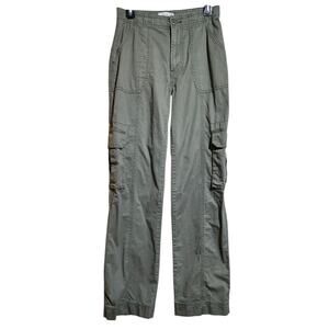 Abercrombie & Fitch Army Green Cargo Pants Women’s 2L/26 Long Wide Leg Casual